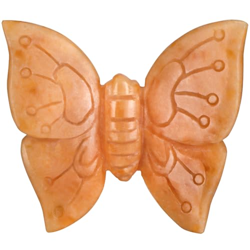 Estatua Mariposa de Calcita Naranja 3.3 pulg tallada a mano