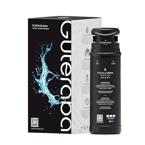 Guteraba Sena Filtro de Agua para Grifo – 3 Etapas Reales de Filtrado, Alta Precisión, Caudal 6 L/Min, Instalación Rápida sin Canilla, Bajo Fregadero, Certificaciones NSF/ISO, Diseño Negro Compacto