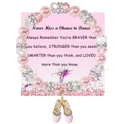 GIAYIER Dance Recital Gifts - Ballerina Bracelet & Ballet Dancer Jewelry Inspirational Gifts Never Miss a Chance to Dance (Ballet bracelet)
