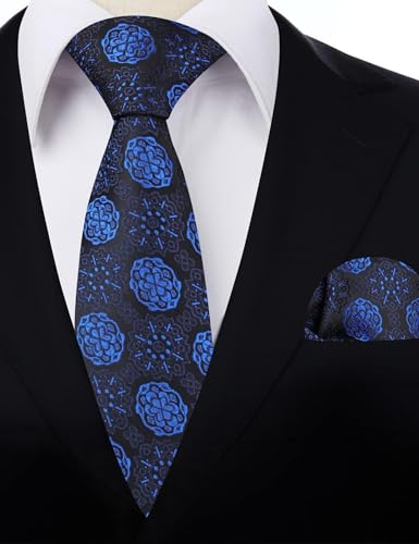 Image of Alizeal Mens Vintage Solid Plaid Tie with Pocket Square 3.15inches Necktie Set