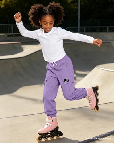 Image of Betusline Girls Fall Winter Clothing Sets, Long Sleeve Crop Top & Cargo Jogger Pants 2 Piece Outfit Sets,4T-14Y