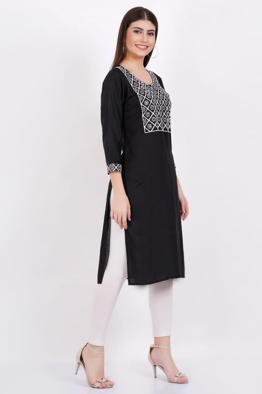 Image of Chikan Work Embroidery on Rayon Cotton Kurti: Timeless Craftsmanship Meets Modern Elegance. Elevate Your Style