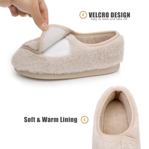 Image of Git-up Women Soft wide Slippers Memory Foam Closed Toed Diabetic Arthritis Edema House Slippers