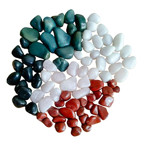 Multicolour Pebbles (White Quartz, Black Agate, Red Jasper, Green Jasper and Rose Quartz) for Decoration - Pebbles for Plants Pots - Pebbles for Garden, Table and Home Decor, Vase Fillers (900 Grams) (B0C4HHM5QC) Amazon Price History, Amazon Price Tracker