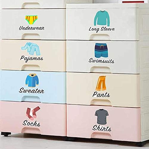 Bamsod Boys Clothes Lables Dresser Decals for Wardrobe Clothing Classification Decor,Creative Life Label Vinyl Wardrobe Wall Stickers Kids Bedroom Nursery Decor Home Decoration, Male Clothing Label