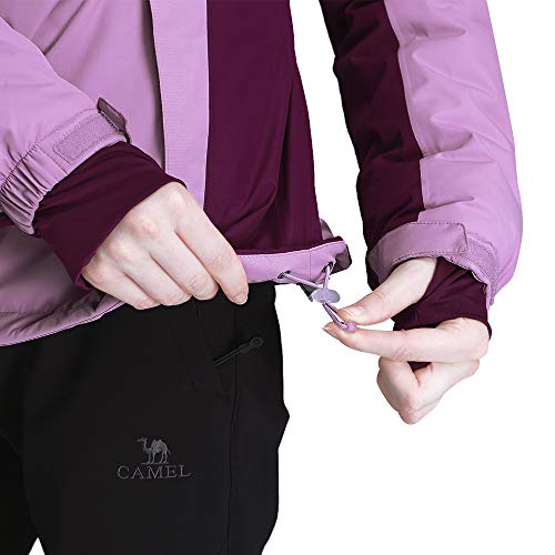 CAMEL CROWN Women’s Mountain Snow Waterproof Ski Jacket Detachable Hood Windproof Fleece Parka Rain Jacket Winter Coat Purple M - image 3