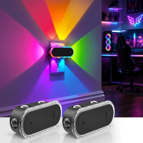 Image of L LOHAS LED Night Lights Plug into Wall 2-Pack, Plug in Night Light | 180 Rotatable Plug, Dusk to Dawn, RGB Dimmable Nightlight for Bathroom Hallway