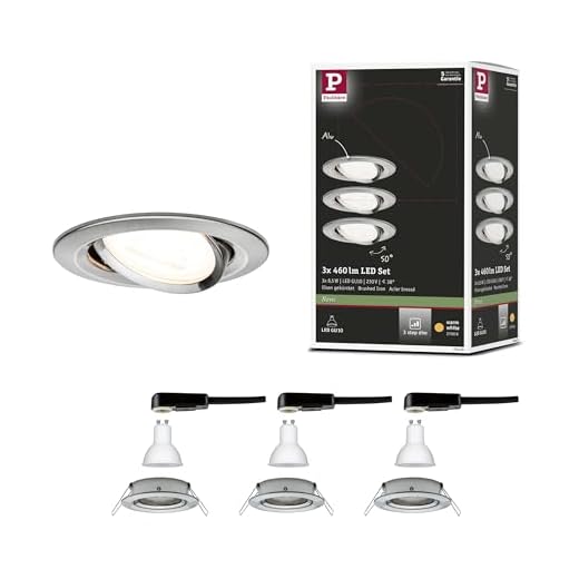 Paulmann Einbauleuchte LED Nova rund 6,5W GU10 Eisen IP23 sprühwassergeschützt 3er-Set schwenkbar 3-Stufen-Dimmbar
