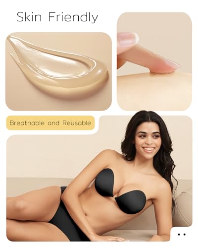 Image of Niidor 2025 New Magnetic Sticky Bra Strapless Adhesive Invisible Push up Silicone Bra with Magnetic Clasp for Women Backless Dress