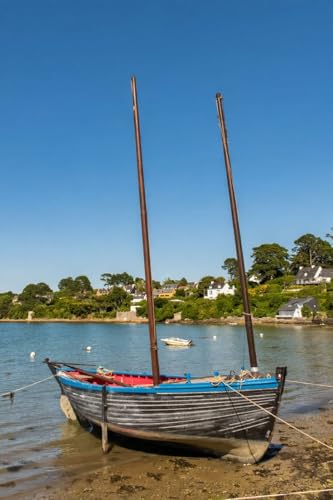 Tableau en bois Bretagne 70x110 cm du port de l'Île aux Moines