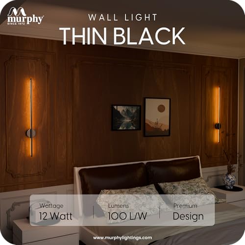 Image of Murphy Aluminium LED (Wall Highlighter) - 12W, 3-in-1 Color Changing, Modern Black Finish Wall Sconce Light Pack of 1 with 2-Year Warranty for Stylish Home Decor