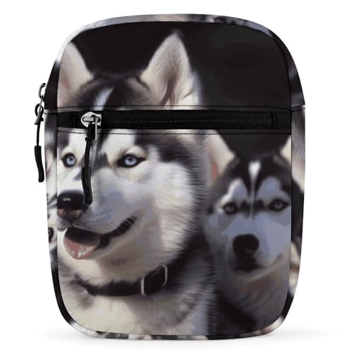 Personalized Small Crossbody Bag Water Resistant Messenger Bags Mini Husky Dog Printing SlingBag For Men Women