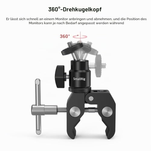 SMALLRIG Super Clamp Mount mit Mini Kugelkopfhalterung, Blitzschuhadapter – Ansicht 6