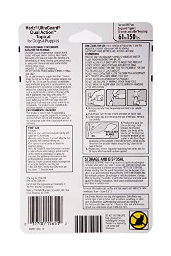 Image of Hartz UltraGuard Dual Action Topical Flea & Tick Treatment for Dogs and Puppies - 61-150lbs, 3 Monthly Treatments
