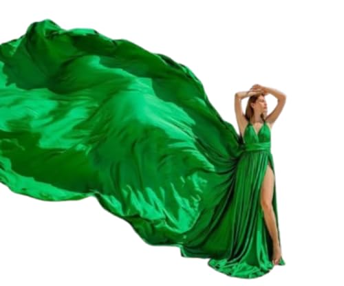 Long Flying Dress | Flying Dress for Photoshoot| Long Train Dress | Photoshoot Dress | Flowy Dress | Satin Dress | Long Tail Flying Dress