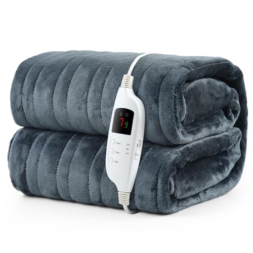 Evajoy Heizdecke mit Abschaltautomatik,180x130cm Wärmedecke Elektrisch mit 7 Heizstufen und 9 Stunden Timer, Überhitzungsschutz Flanell Schnelle Erwärmung, Waschbar für Haus & Büro