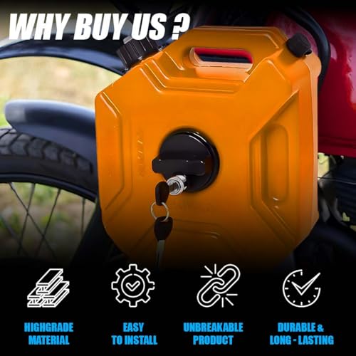 Image of Universal 5 Liter Fuel Jerry Can With Clamp and Cap For Motorcycle | Fuel Container Heavy Duty construction for Petrol /diesel /kerosene Storage (Gold)
