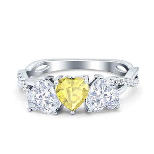 Blue Apple Co. Three Heart Infinity Art Deco Engagement Bridal Promise Ring Simulated Cubic Zirconia 925 Sterling Silver