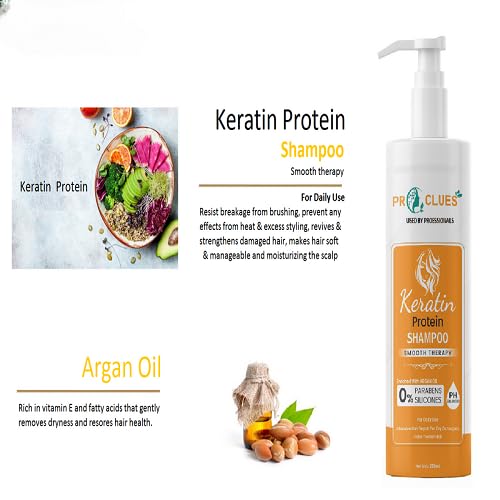 Image of Keratin Smooth Shampoo 250 ml, With Keratin & Argan Oil for Damaged Hair Total Repair - All Hair, For Men & Women - Suitable for Color Treated & All hair Types