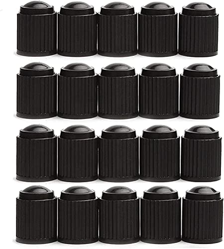Godeson Tapones Rueda Coche,20x Tapones Coche,Tapones Valvula Coche,Tapa de válvula de plástico Negro para Tipos de Coches, Camiones, Bicicletas, válvula Scharder Cover