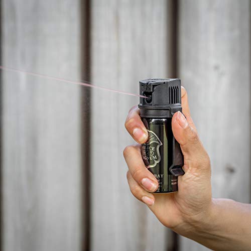 POLICE MAGNUM Pepper Spray Self Defense- 16ft Range- Portable Law Enforcement Unit - Made in The USA - 1 Pack 2oz Flip Top (Belt Clip Stream) - Thumbnail 4