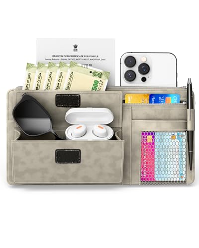 Image of FEDUS Premium Car Sun Visor Organizer CAR Organiser and Storage Car Document Holder, Sunglasses Holder for Car, car all New Accessories Multipocket Pouch Auto Interior Accessories for Truck, SUV, Van