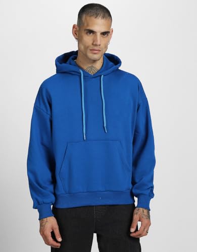 Image of Veirdo Cotton Fleece Regular Fit Hooded Sweatshirt Lastest Back Graphic Printed Winter Hoodies for Men (Available Colors: Marine Green, Marshmellow, Black, SOYA Bean, Orange & Blue)