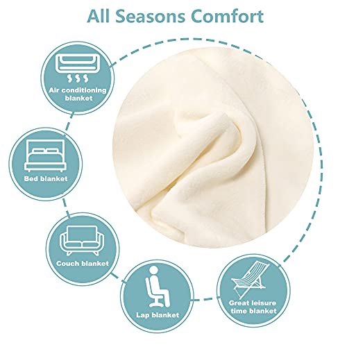 Image of NANPIPER Fleece Blankets, Super Soft Flannel Fuzzy Blanket for Couch, Luxury Cozy Lightweight Microfiber Dog Blanket-Throw Size,Ivory White