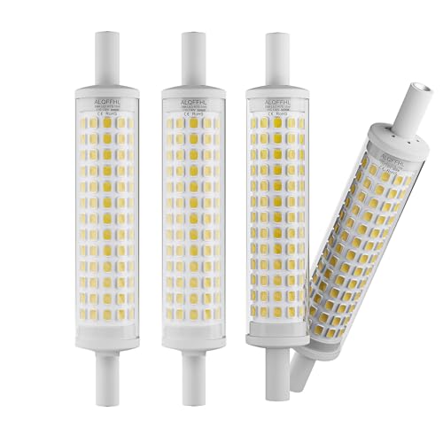 Image of R7S 118mm LED Bulb 15W, J Type Double Ended Flood Light (150W Halogen T3 Replacement), 120V, 1700 lm, Dimmable Wall Security Floor Standing Lamp for Work and Home, Pack of 4 (Warm White 3000K)