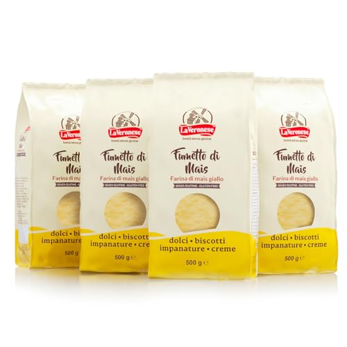 La Veronese | Fumetto Farina di Mais Giallo, Macinatura Molto Fine, Preparazioni Da Forno Dolci e Salate, Senza Glutine, 4X500g