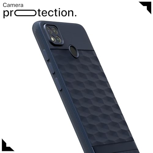 Image of Pikkme Back Cover for Poco C31, Mi Redmi 10A / 10A Sport, Redmi 9 / Redmi 9 Activ / 9C Camera Protection 3D Hexa Cube Design Silicone Protective Bumper Case (Blue)