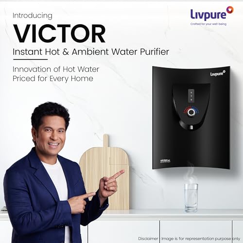 Livpure Victor Instant Hot & Ambient Water Purifier With High Recovery Technology | 8 Stage Advance Purification System RO+UV+Copper+Min|Suitable For Borewell, Tanker and Municipal Water- 6L (Black) view 2