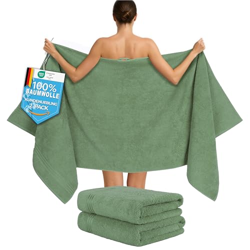 Hammetex Saunahandtuch 2er Set 80x200 cm 100% Baumwolle Frottee 500 GSM
