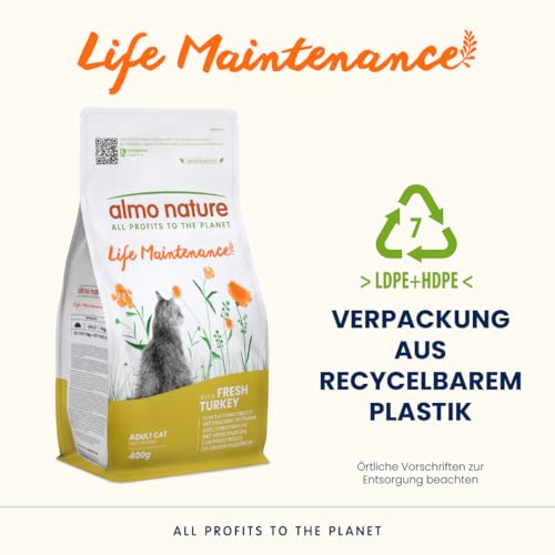 Almo Nature Life Maintenance, Trockenfutter Katze Adulto mit Frischer Truthahn | Packung mit 400 g – Ansicht 4