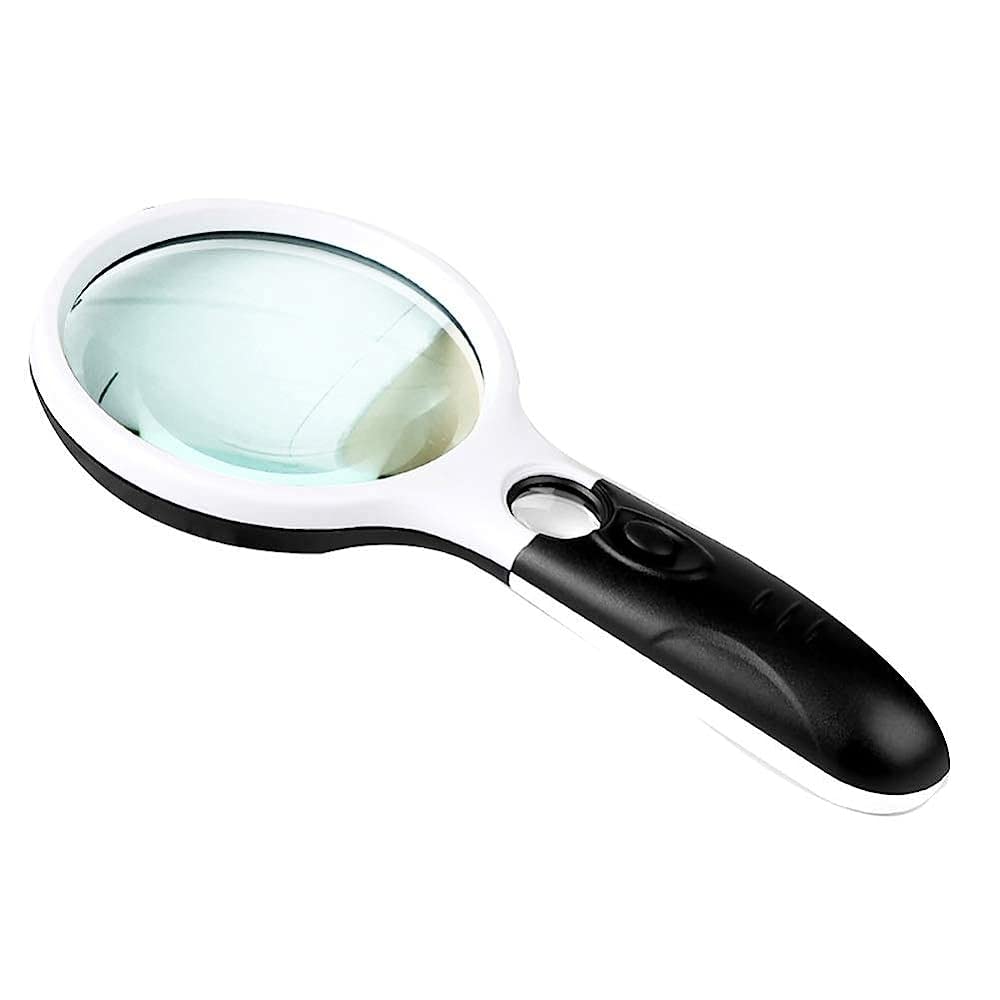 asdchZen Magnifying Glass,With Light Led Illuminated Magnifier With 20X 30X Magnification Lightweight Handheld Magnifying Glass,For Reading Hobbies Magnifier/Black