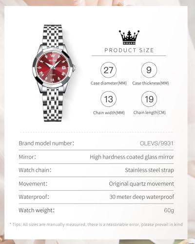 Image of OLEVS Watches Women with Date Silver Stainless Steel Luxury Ladies Watches with Small Writs Diamond Watches for Women Waterproof Elegant Dress Quartz Analog Women's Wrist Watches Reloj de Mujer