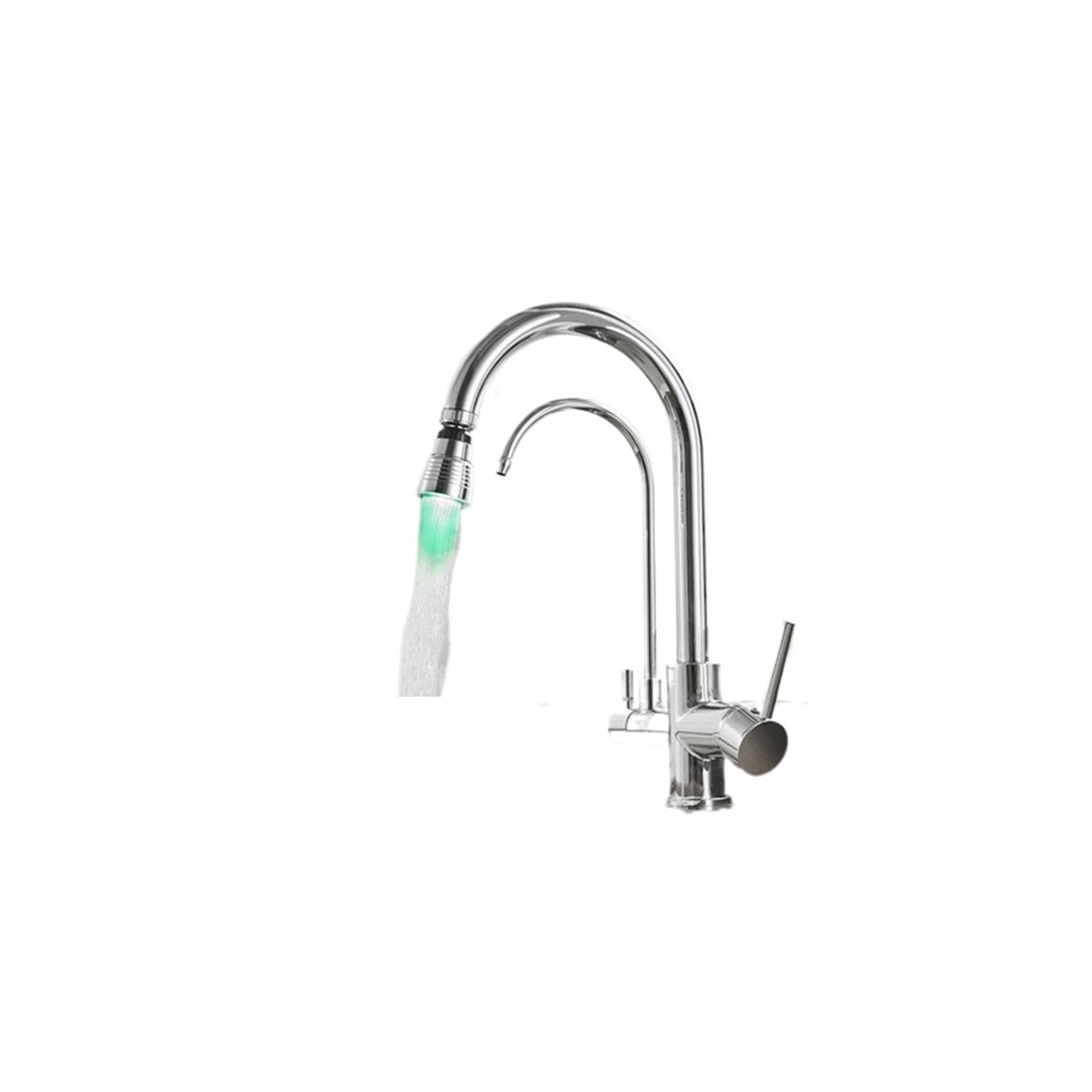 Robinet de cuisine à LED et filtre à eau noir à 3 voies pour eau chaude et froide