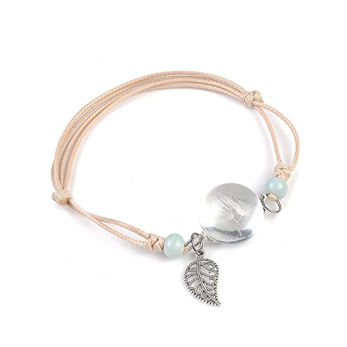Preisvergleich Produktbild Mädchen Pflanze Glaskugel Armband, Schmuck Pflanzen Proben getrocknete Blume Ball Glaskugel Anhänger Design Seil Armband