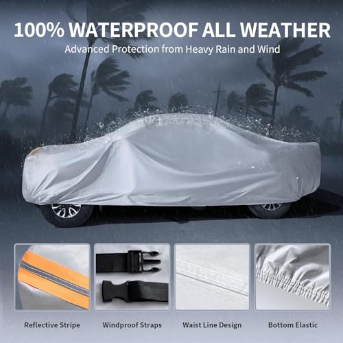 Image of Ford F100 Truck Cover Custom Fit 1953-1983 Regular /Extended /Crew Cab Short(6.4'-8.5') with Door Zipper, 10 Layers Outdoor Pickup Truck Cover Waterproof All Weather, Wind Dust Sun Protector.