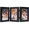 Frametory 4×6 triple picture frames trifold photos frame collage hinged picture frames with glass front tabletop display black 1 pack  urban country home decor