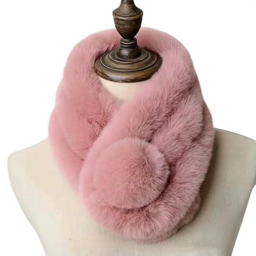 SFFPPM Pañuelo para el Cuello con Bola de Peluche Dulce, Bufanda Peluda, Calentador de Cuello de Invierno, Chal para Banquete de Boda
