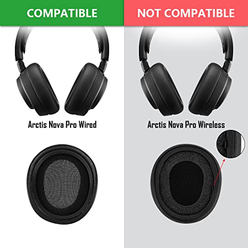 Geekria Replacement Ear Pads Compatible with SteelSeries Arctis Nova Pro Wired/ Nova1/ 1P/ 1X/ Nova3/ 3P/ 3X/ Nova4/ 4P/ Nova5/ 5P/ 5X/ Nova7/ 7P/ 7X Headphones Ear Cushions (Black) - Image 4