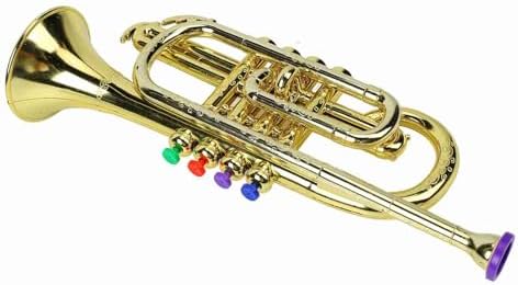 VBESTLIFE Educational Gold Kid's Trumpet Toy with 4 Colored Keys, Coordination Exercise, Plastic Material, for Children — view 8