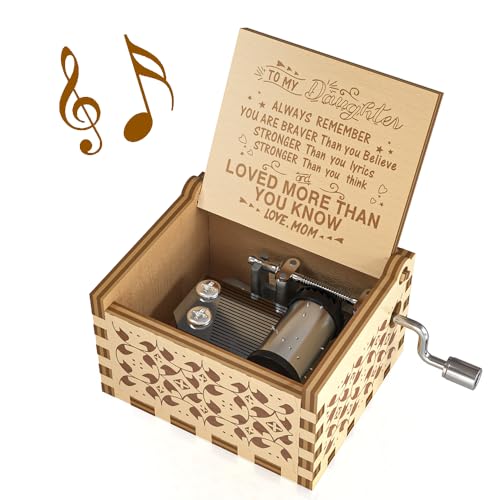 Image of Ucuber You are My Sunshine Music Box - Wood Laser Engraved Vintage Music Box Best Gift for Daughter from Mom Christmas (Mom to Daughter)