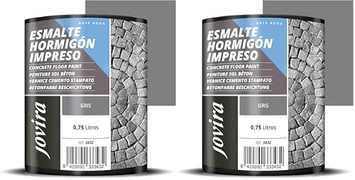 JOVIRA PINTURAS Resina-Esmalte Hormigón Impreso. Resina renovadora para pavimentos de hormigón. (750 Mililitros, Gris) D-20 (Paquete de 2)