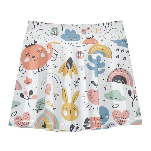 visesunny Girl's Golf Skirt Athletic Cartoon Cloud Heart Plant Tennis Skort Sport Activewear with Double Layer Pockets