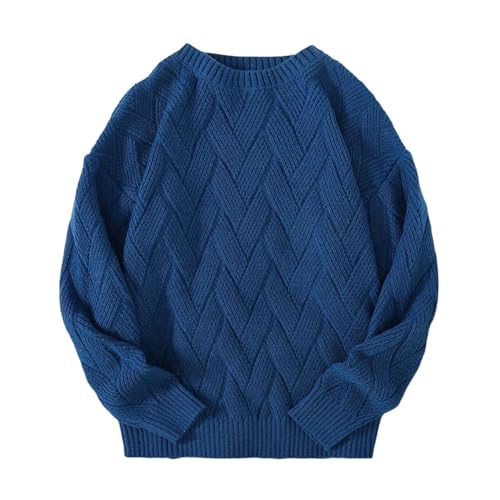 Men's Japanese Style Round Neck Couple Sweater Classic Long-Sleeved Pullover Sweater Top