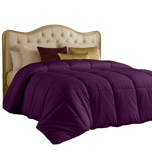 Image of Utopia Bedding Comforters Twin Size, All Season Duvet Insert, Down Alternative Box Stitched Bed Comforter with Corner Tabs, Machine Washable (Plum)