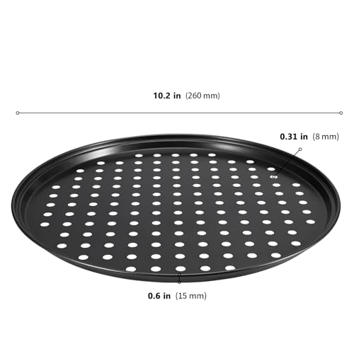 ZEONHEI 4 Pack 10 Inch Non-Stick Pizza Baking Tray, Perforated Pan for Oven Baking Pizzas, 26CM x 1.5CM, Black - Image 2