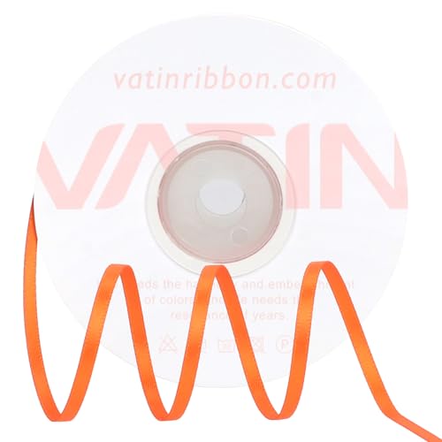 VATIN Orange Satin Ribbon 1/8 Inch x 50 Yards for Gift Wrapping